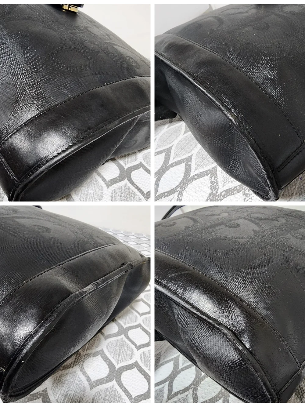 Christian Dior Embossed Trotter Leather Bucket Bag with Pochette